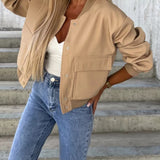 Baseball Collar Dropped Shoulder Jacket