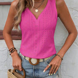 Eyelet V-Neck Wide Strap Tank