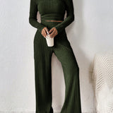 Scoop Neck Long Sleeve Top and Pants Set