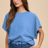 Annie Wear Checkered Round Neck Short Sleeve T-Shirt