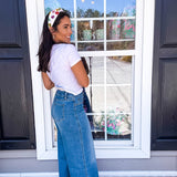 SPANX | Pull-On Crop Wide Leg Jean - Stonewashed Blue