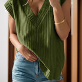 V-Neck Cap Sleeve Knit Vest