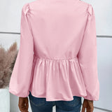 Peplum Tied Long Sleeve Blouse