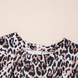 Leopard Round Neck Short Sleeve Mini Dress