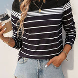 Striped Round Neck Long Sleeve T-Shirt