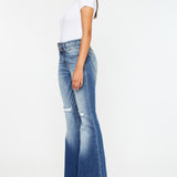 Kancan High Rise Wide Waistband Flare Jeans