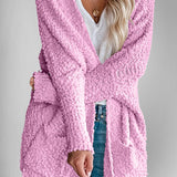 Double Take Pocketed Open Front Long Sleeve Cardigan