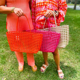 Woven Tote Bag- Pink