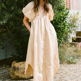 Annie Wear Smocked Puff Sleeve Midi Dress