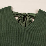 Tied Back V-Neck Long Sleeve Sweater