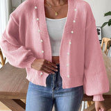 Pearl Open Front Long Sleeve Cardigan