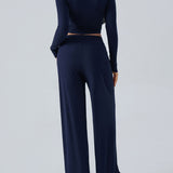 Devine Round Neck Long Sleeve Top and Pants Set