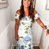 Sloane Flora Ursa Off The Shoulder Maxi Dress - Blue