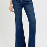 RISEN Tummy Control Frayed Hem Flare Jeans