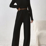 Scoop Neck Long Sleeve Top and Pants Set