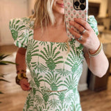 Summer Ways 2 Piece Flutter Sleeve Set - Green Deco Palm