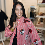 Queen Of Sparkles | UGA Mini Icon Striped Button Down - Final Sale
