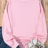 Bow Graphic Round Neck Long Sleeve Sweatshirt