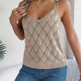 Openwork Scoop Neck Knit Vest