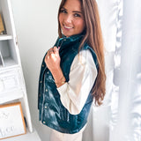 BuddyLove | Helen Vegan Leather Puff Vest - Jade