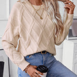 Geometric Round Neck Long Sleeve Sweater