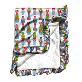 Festive Nutcracker Satin Ruffle Blanket - Final Sale