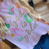 God is Gold Crop Tee - Pink