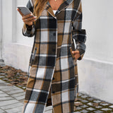 Devine Plaid Long Sleeve Hooded Coat