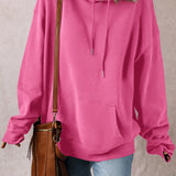 Drawstring Dropped Shoulder Long Sleeve Hoodie