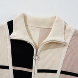 Striped Quarter Zip Cap Sleeve Sweater Dress