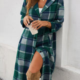 Devine Plaid Long Sleeve Hooded Coat