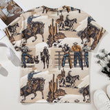 Cowboy Print Round Neck Short Sleeve T Shirt