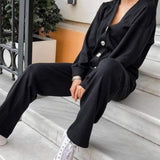 Full Size Button Up Long Sleeve Top and Pants Set