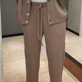 Full Size Button Up Long Sleeve Top and Pants Set