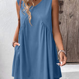 Ivy Lane Ruched V-Neck Sleeveless Mini Dress