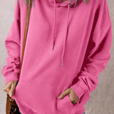 Drawstring Dropped Shoulder Long Sleeve Hoodie