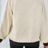 Texture Contrast Long Sleeve Sweatshirt