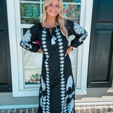 Tiffany Caftan - Black/White