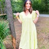 Karlie Check Plaid Jacquard Puff Sleeve Maxi Dress - Yellow