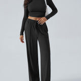 Devine Round Neck Long Sleeve Top and Pants Set