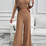 Perfee Surplice Long Sleeve Top and Pants Set