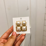 Elegant Pearl Square Drop Earrings- Final Sale