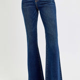 RISEN Tummy Control Frayed Hem Flare Jeans