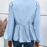 Peplum Tied Long Sleeve Blouse