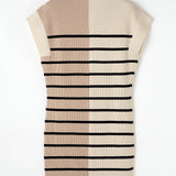 Striped Quarter Zip Cap Sleeve Sweater Dress