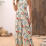 Floral Wide Leg Overalls