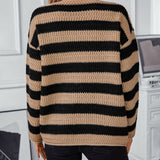 Striped Dropped Shoulder Long Sleeve Sweater