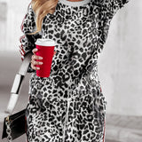 Leopard Round Neck Long Sleeve Top and Pants Set