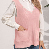 Slit V-Neck Sweater Vest