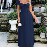 Devine Sweetheart Neck Short Sleeve Maxi Dress